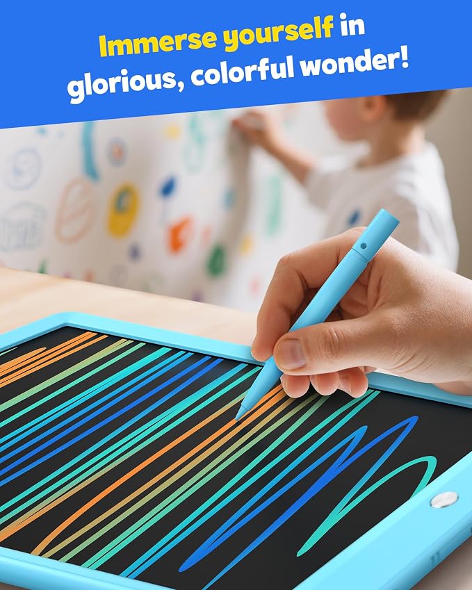 LCD Writing Tablet for Kids, 10-inch Coloring Drawing Pad, Mess Free Doodle Board, Christmas Gifts for Boys and Toddlers, Toys for 3 4 5 6 7 8 Year Old Girls(Blue) (Pack of 2)