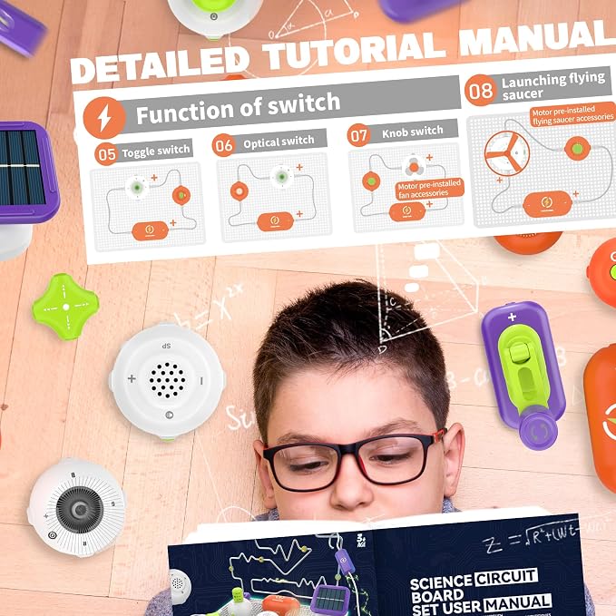 Science Kits for Kids - STEM Kits for Kids, Electronics Exploration Kit, Over 150 Projects, 14 Circuit Parts, STEM Educational Toy Gifts for Kid Boys Girls Ages 3 4 5 6 7 8 9 10 11 12 | Over 150 Experiments, 14 Circuit Parts, Hands-On STEM Learning, Ed...