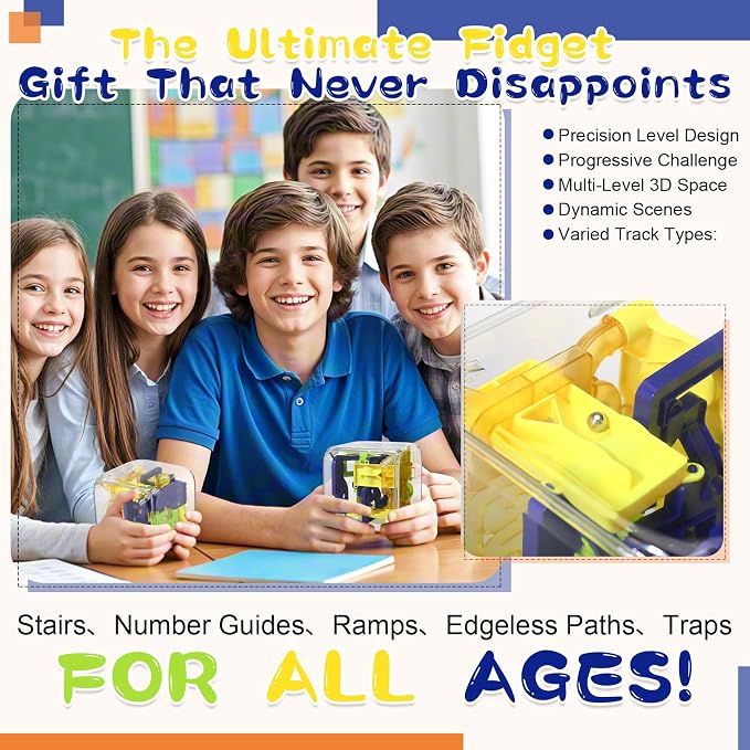 1 Sets Large Labyrinth 3D Maze Cube Puzzle Maze Game Gravity 3D Puzzle Cube Brain Teaser Ball Games for Kids Education Sensory Toys Gift for Adults (Upgrade Version,Yellow)