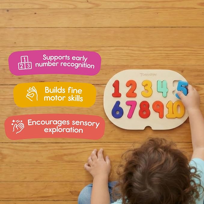 Number Puzzle for Kids, Sensory Bin Insert for Sensory Tables, Silicone Numbers, Wooden Fine Motor Learning Toy