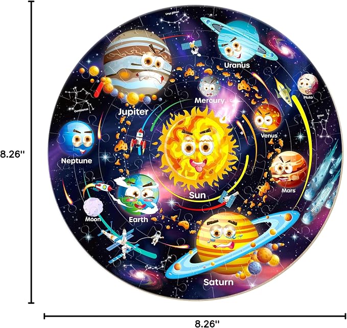 SYNARRY Large 70 Piece Solar System Floor Puzzle for Kids Ages 4-6 | Jigsaw Puzzle for Kids Ages 4-8, Space Planet Astronaut Toys, Educational STEM Learning, Screen-Free Play, Birthday Gifts