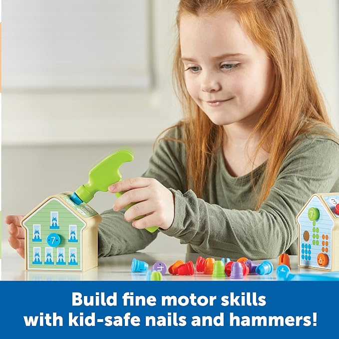 Learning Resources Number Nails Activity Set - Math Manipulatives for Preschoolers Games, Counting Hammer Toy, STEM Fine Motor Skills, Kindergarten Educational Activities, Gifts for Boys and Girls | Math Manipulatives for Preschoolers, Fine Motor Skill...