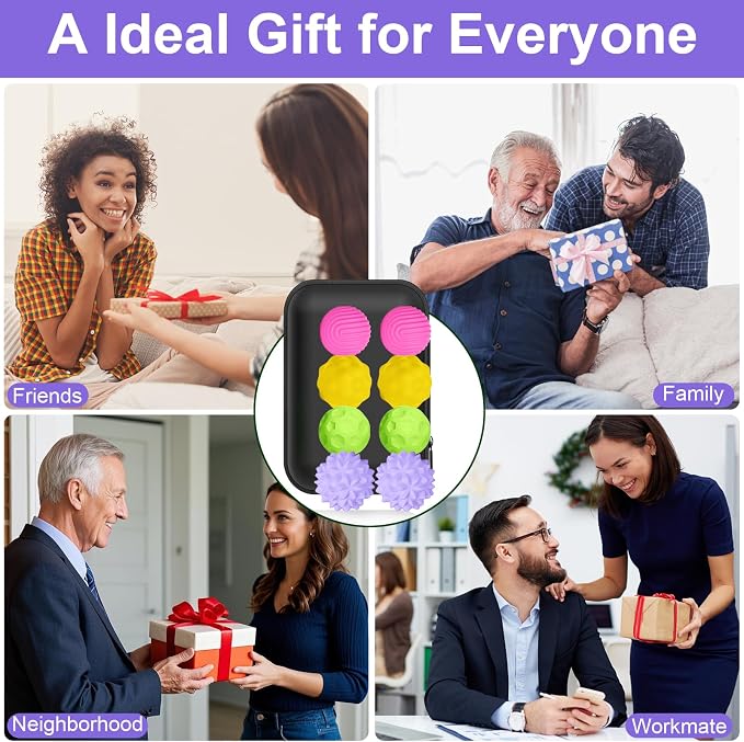 BUSOHA Silicone Magnetic Fidget Balls - 8 Pack Fidget Toys for Adult | Four Unique Textures Sensory Support,Quiet and Silent Stress Relief,Lightweight,Office,Travel,Anxiety,ADHD,Colorful