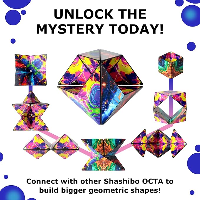 Shashibo OCTA Magnetic Puzzle Toy, Stress Relief Fidget Toy | 30+ Possible Shapes, Sensory Fidget Toy For Adults & Kids, Fun Shape Shifting Puzzle Toy For All Ages