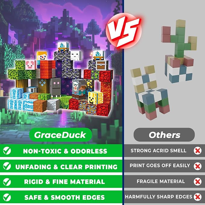 GraceDuck 100 PCS Magnetic Blocks - Magnetic Building Blocks, Stacking Magnets for Kids, Sensory Toy for STEM Montessori Sensory Toys for Kids 3+ Boys and Girls Christmas Birthday Gifts