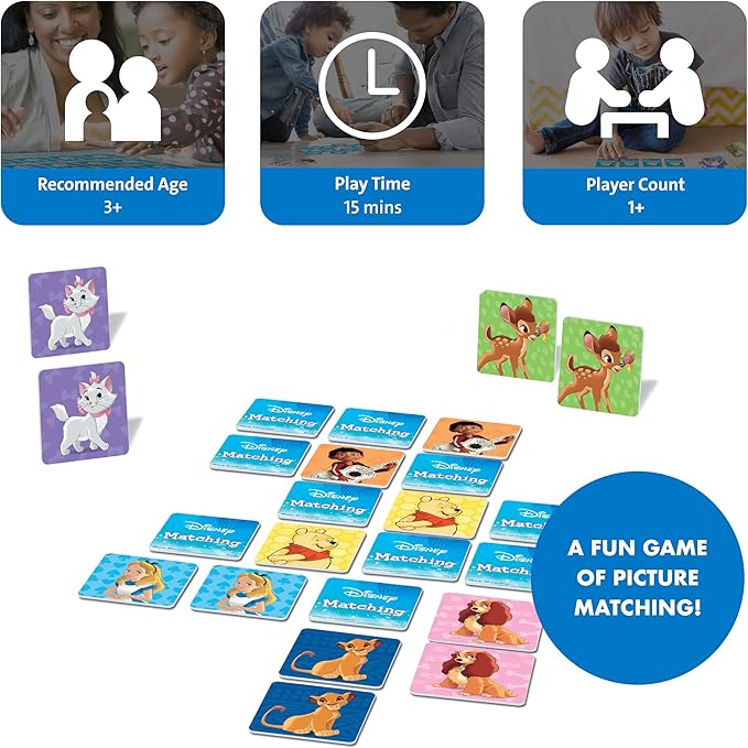 Wonder Forge Disney Matching Game - Fun Memory Game for Boys & Girls Ages 3 and Older - Featuring Classic Disney Characters - Preschool Learning Toy