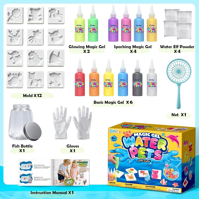 Magic Water Elf Craft Kits - DIY Squishy Maker Toys for Kids Ages 4-8 | Arts and Crafts for Kids, Gifts for Girls Boys, Make Squishies Toys Crafts Glowing in the Dark, Water Toys Birthday Gifts