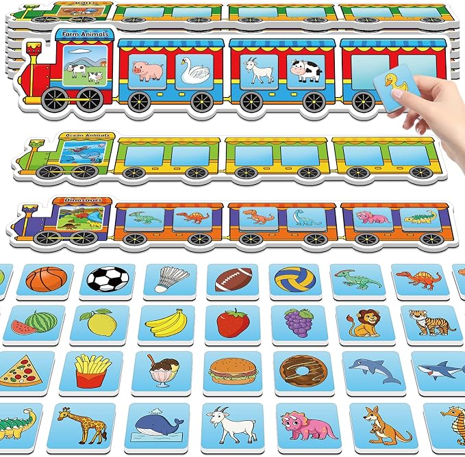 Quilinz Magnetic Sorting Toys,Animal&Vegetable&Fruit&Food&Ball Fridge Magnets for Kids,Recognition Games,Toddler Magnets for Refrigerator Whiteboard,Matching Game,Preschool Learning Activity