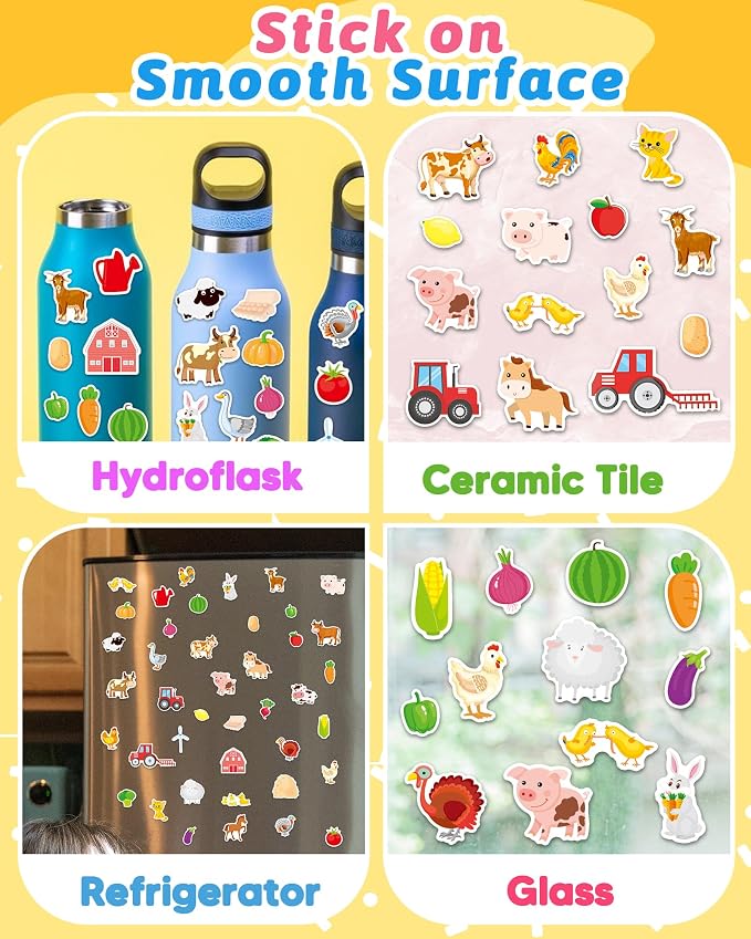 Benresive Reusable Sticker Book for Toddlers, Stickers for Kids, Travel Toy | Toddler Toys, Boys Girls Birthday Gifts, Airplane & Road Trip Essentials Kids, No Mess Waterproof Toddler Crafts Activities