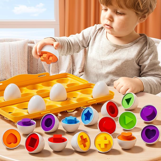 JUKUDAHU Matched Eggs Toys for 18M+ Year Old - Shape Color Sorting Games | Kids Easter Eggs, Sensory Toys, Preschool Educational Toy, Gifts for Boys and Girls 2+