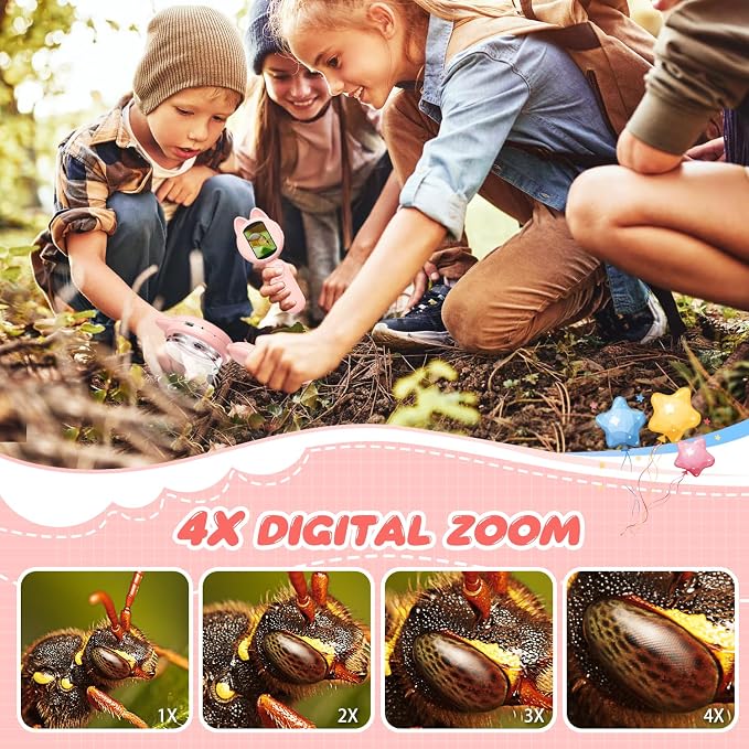 100X Handheld Microscope with 2" LCD Screen, Magnifying Glass for Kids | 8 LED Lights, Christmas Birthday Gifts for Children