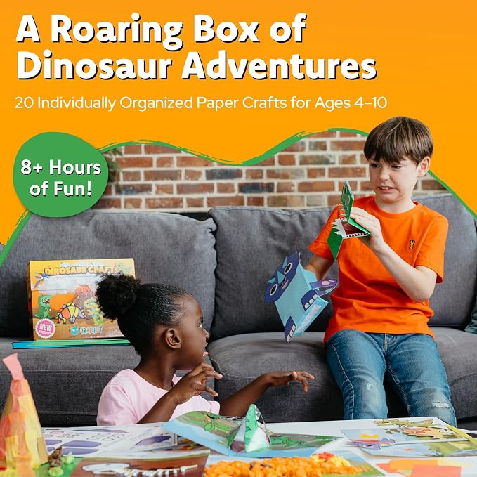 Craftikit® 20 Award-Winning Dinosaur Crafts for Kids - All-Inclusive Fun Dinosaur Crafts for Kids Ages 3-10 - Organized Toddler Craft Kit
