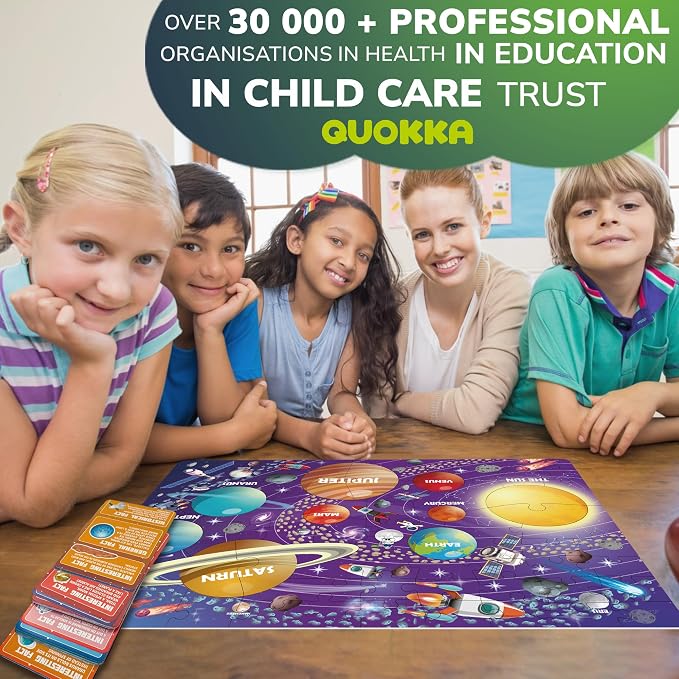 Puzzles for Kids Ages 4-6 - 70 Pcs Jigsaw Preschool Kids Puzzles Ages 5-8 | 70 Pcs Jigsaw Floor Solar System Puzzle - 50 Cards with 400+ Space Facts - Planet-Shaped Educational Gift for Girls and Boys