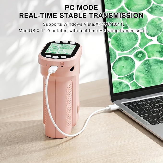 Kids Digital Microscope, 1000X Handheld Pocket Microscope STEM Science Toy | 2.0" IPS Screen, 8 LED Lights, Photo & Video Capture, Rechargeable Design, Educational STEM Gift for Kids Ages 3-12