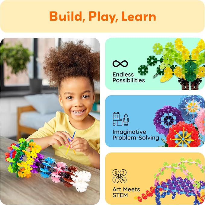 PicassoTiles Building Chips Interlocking Disc Construction Blocks in 12 Colors STEM Learning Early Education Toy Engineering Playset Child Brain Development for Toddlers Girls Boys Kids Age 3+ PTF108 | 12 vivid colors, BPA-free non-toxic material, 8 co...