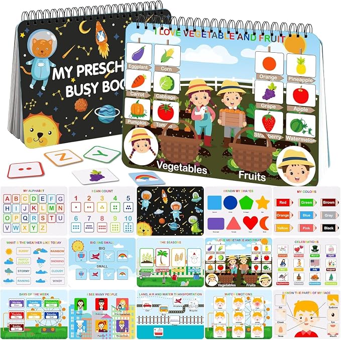 Mallify Busy Book for Toddlers 3-5, Preschool Busy Book 30 Themes Kids Binder and Early Learning Toys, Tracing Coloring Books for Kids Ages 4-8, Montessori Books for Toddlers, Christmas Birthday Gifts