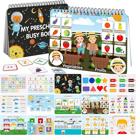 Mallify Busy Book for Toddlers 3-5, Preschool Busy Book 30 Themes Kids Binder and Early Learning Toys, Tracing Coloring Books for Kids Ages 4-8, Montessori Books for Toddlers, Christmas Birthday Gifts