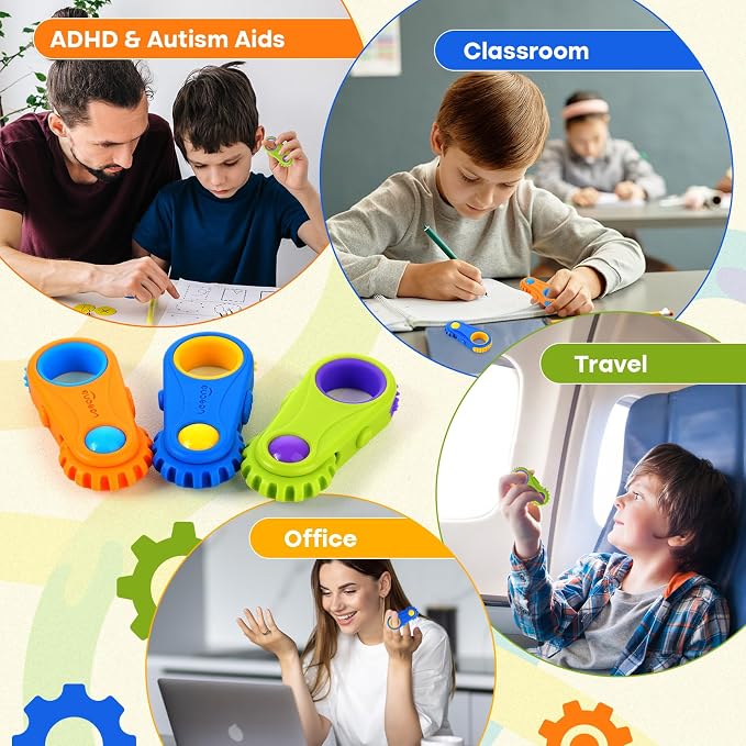 LESONG Fidget Toys Finger Fidget for Kids: 3 Pack 5-in-1 Compact Versatile Sensory Fidgets for Kids, ADHD, Autism - Stress Relief Calming Toys for Classrooms, Travel & Gifts