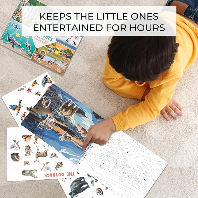 Fun Sticker Book for Toddlers 2-4 Years - Kids Activity Book with 12 Themes | Beautiful Stickers Entertain Girls & Boys Ages 2-4 or 4-8 While Traveling - Incl. Animal and Coloring Pages