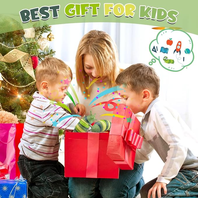 Cevioce Sensory Slug Fidget Toys, Fidget Slug Toys for Adult & Kid Party Favors, 1 PC Autism Sensory Toys for Autistic Children, Travel Toys for 3+ Easter Basket Stuffers Gifts for Toddler Kids B