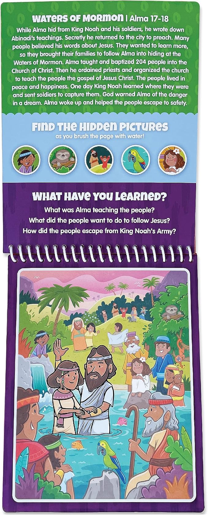 Book of Mormon #2 Aqua Brush Color with Water Activity Book, Bible School, Preschool, Elementary, Primary, Christian, Religion, for Kids Ages 3+ Reusable Travel Activity