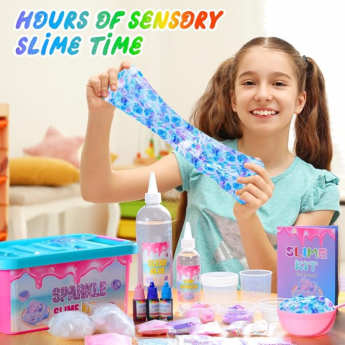 inksbui Confetti Slime Kit, Sparkling, Glimmer, Crunchy, Foam, Jelly Cubes Slime, Stress Relief Toys, Party Favors for Kids, for Girl Boys 6 7 8 9 10 11 12