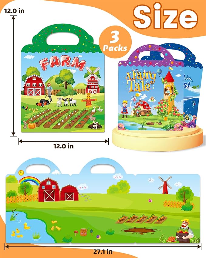 Walenced Reusable Sticker Book for Toddlers, Stickers for Kids, Toddler Toy | Toddler Craft Activities, Toddler Travel Toys, Boy Girl Birthday Gifts, Airplane Travel & Road Trip Essentials Kids