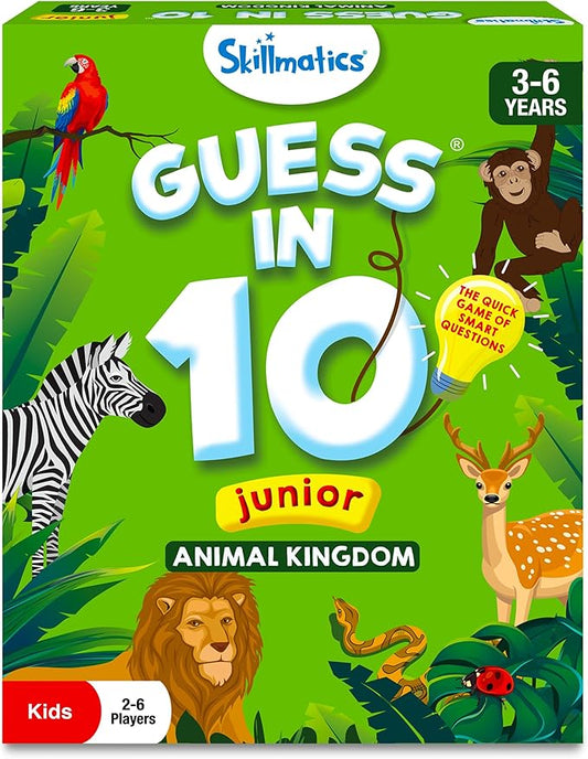 Skillmatics Guess in 10 Junior – Animal Kingdom, Card Game, Gift for Kids | Educational Trivia Game for Preschoolers, Travel Toy & Guessing Board Game, Screen-Free, Boys & Girls Ages 3, 4, 5 & 6