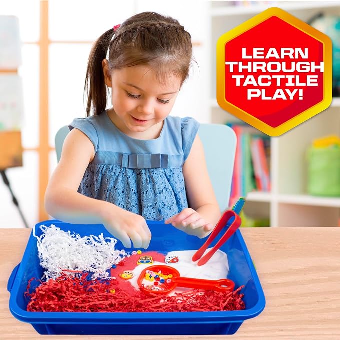 Official Paw Patrol Seek & Find Sensory Bin, Ready-to-Use Sensory Toys, Sensory Bin for Kids with Lid, Play Sand, Scoops & Tongs, Sensory Toys for Toddlers 3-4