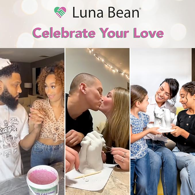 Luna Bean Hand Casting Kit - Couples, Wedding, Hand Mold | Highly detailed, easy to use, fun activity for making memories; gifts for women, special occasions, milestones, and family