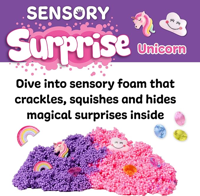 Creativity for Kids Sensory Surprise Unicorn Kit | Crunchy Sensory Foam Toy for Kids | Dig, Squeeze & Discover Hidden Unicorn Surprises | Mess-Free, Screen-Free Travel Toy (Ages 4+)