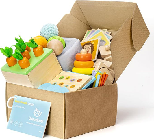 Montessori Toys for 1+ Year Old, Wooden Baby Learning Toys, Object Permanence Box, Color Sorting Sensory Toy, Fine Motor Skills Game, Educational Birthday Toys for Boy Girl 1 2 3 Year Old