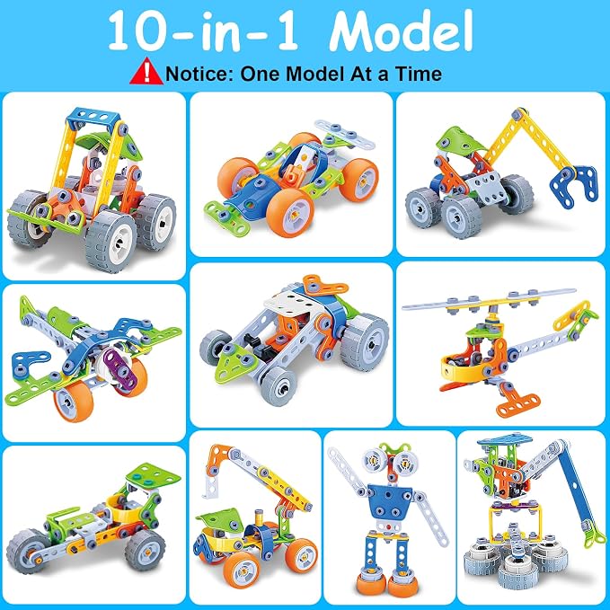 Tsomtto 10 in 1 STEM Toys for 4 5 6 7 8+ Year Old Boy Girl Birthday Gifts | Building Toys Stem Kits Activities for Kids Ages 4-8 5-7 6-8 Educational Learning Boy Toys Age 3-5 4-6 8-10 Engineering Games
