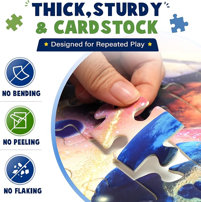 BenBen 3 Pack 100 Piece Puzzles for Kids Ages 4-6 6-8, Dinosaur Space Ocean | Large Pieces Jigsaw Puzzles for Toddlers 3-5, Screen-free Activity Learning & Educational Toys for Kids 8-10, 19.75” x 13.75”