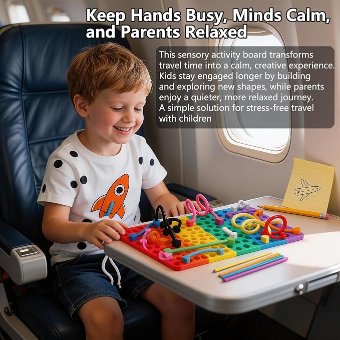 Silicone Sensory Activity Board for Kids, Quiet Fidget Toy for Travel | Calm Focus, Quiet & Silent Play, Endless Creative Patterns, Fine Motor Skill Development, Screen-Free Alternative