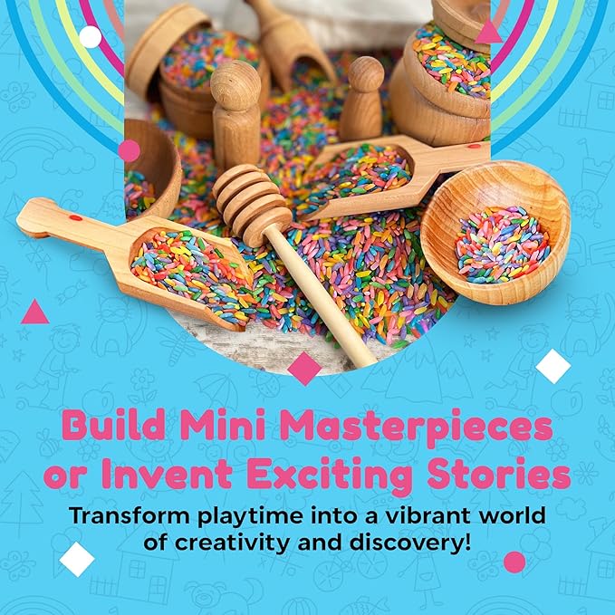 Child-Sized Wooden Tool Set for Sensory Bin, 10-Pieces | Montessori Sensory Toys for Developing Fine Motor Skills, Premium Birch or Maple Hardwood Wooden Toys, Bin Scoops and Tools