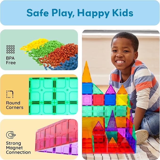 PicassoTiles 12 Piece Magnetic Tile Base Plate Set, Jumbo Stabilizer Boards | Large format design, no assembly needed, STEM building toy for ages 3+, one-piece foundation, toddler friendly