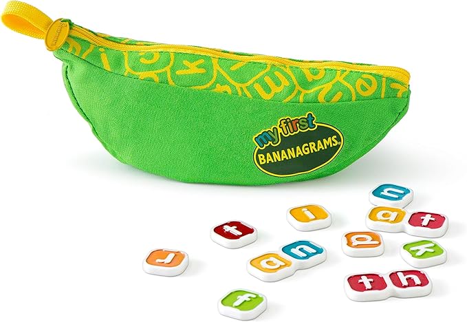 Bananagrams My First, Lowercase Letter Word Game for Ages 4+ | Combo-letter tiles build early spelling & phonics skills; word game for pre-readers and kids ages 4+