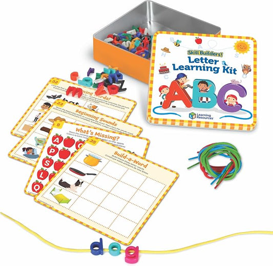 Learning Resources Skill Builders Letter Learning Kit | Alphabet Montessori Toys, Homeschool Supplies, Preschool Classroom Must Haves, Toddler Activities, Lacing Cards