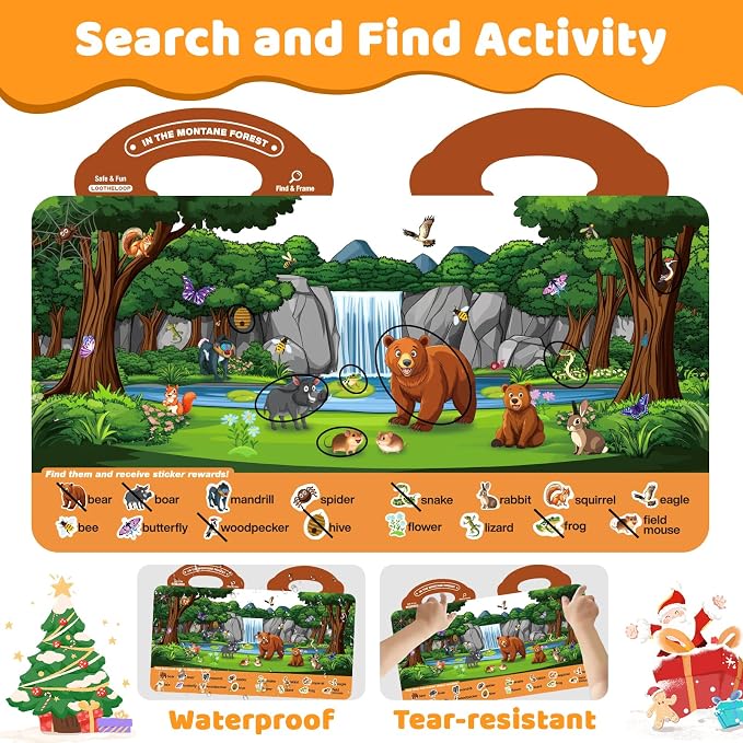 Search and Find Activity Books for Kids Ages 3-5, Toddler Toys Travel Game | Busy Book for Car Airplane Road Trip, Preschool Learning Activities, Educational Seek Activity Christmas Birthday Gifts