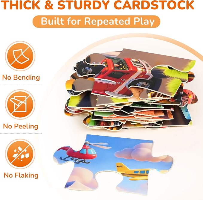 BenBen Floor Puzzles for Kids Ages 4–6, 2 x 3 Feet Transportation Puzzle | Extra-Thick 48 Large Pieces Vehicle-Themed Jigsaw Puzzle for Toddlers 3-5, Preschool Educational Toy Gift for Boys Girls