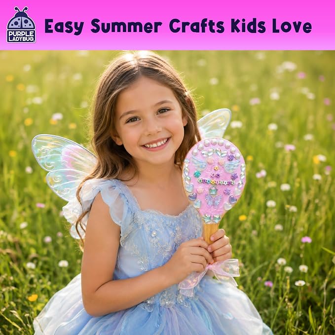 PURPLE LADYBUG Decorate Your Own Wooden Handheld Mirror - Arts and Crafts for Girls Ages 6-8 Year Old, Gifts for 5-12 Years Old Girl Birthday Gift, Girl Crafts Ages 6-12