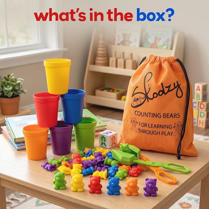 Counting Bears Set - 70 Pc Color Sorting Sensory Toys for Toddlers 3-4 - Montessori Toys for 3 Year Old - Autism Toys for Toddlers 3-4 - Color Sorting Toys for Toddlers Learning + Education | Montessori Toys, Autism Toys for Toddlers 3-4 - Color Sortin...