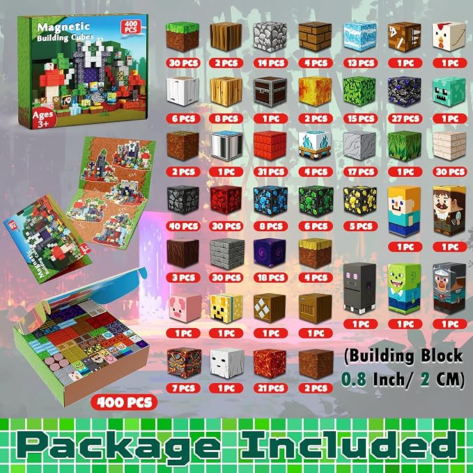 Annexfun Magnetic Blocks - 400PCS Magnetic Building Blocks Toys Forest Portal, Magnetic Tiles Kids Build Cubes 2026 Upgraded STEM Game Toys, Christmas Birthday Gifts for Boys & Girls Ages 3+