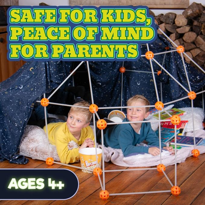 KiddyPlay Mega Forts - 130 Piece Fort Building Kit for Kids | Glow in the Dark DIY Fort Making Kit - Build a Fort Building Kit - STEM Building Toys For Kids