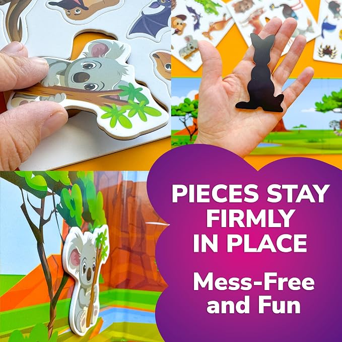 Travel Magnetic Puzzles for Toddlers 1-3 - 20+Pcs Toddler Puzzles Ages 2-4 | Australia Magnet Puzzles with Extra-Long Play Book - Strong Magnets for Car Activities - Travel Toys for Kids Ages 3-5