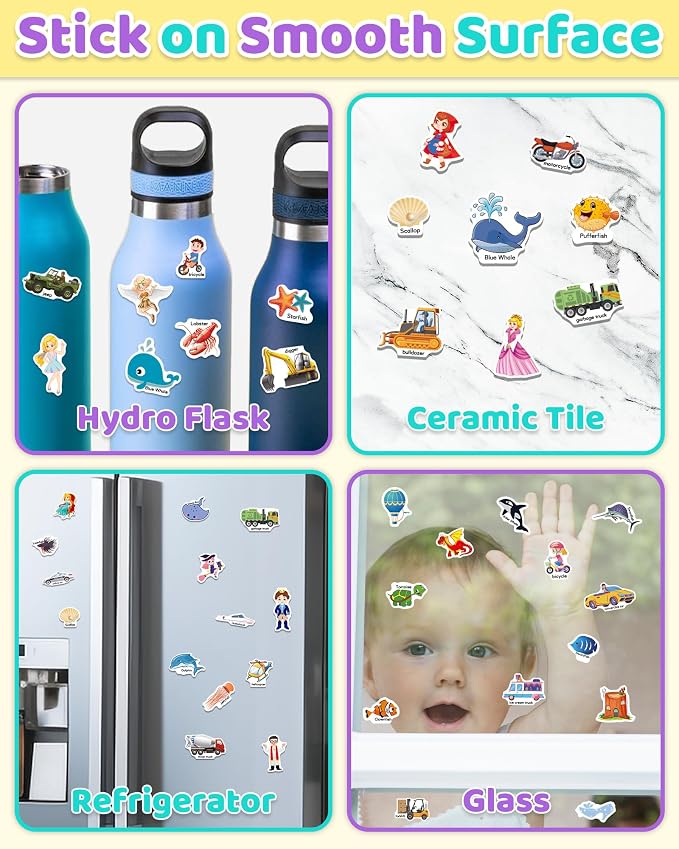 Benresive Reusable Sticker Book for Toddlers, Stickers for Kids, Travel Toy | Toddler Toys, Boys Girls Birthday Gifts, Airplane & Road Trip Essentials Kids, No Mess Waterproof Toddler Crafts Activities