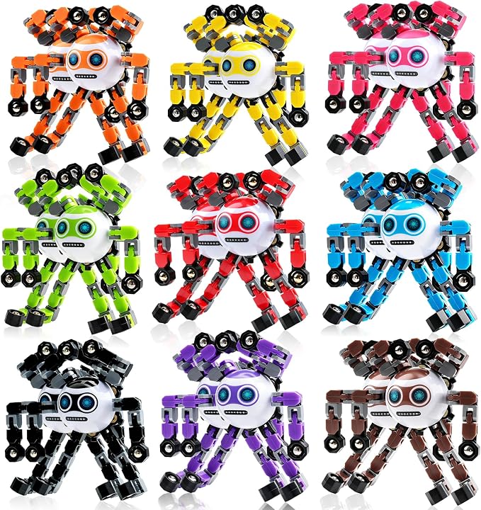 18 PCS Travel Toys Transformable Fidget Spinners Toys for Kids and Adults Sensory Toy for Boys Teens Stress Relief Autism ADHD Cool Road Trip Travel Essential Birthdays Gifts for Party Favors