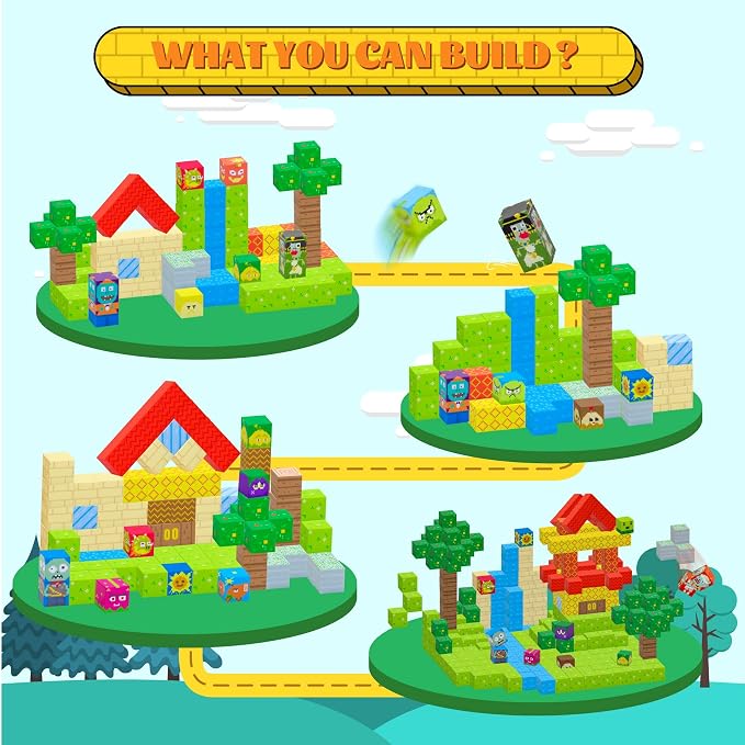 SKTMYY Magnetic Blocks-120pcs Game Magnetic Building Blocks for Kids Ages 4-8, STEM Sensory Magnet Blocks Cubes Toys for Toddlers Boys & Girls