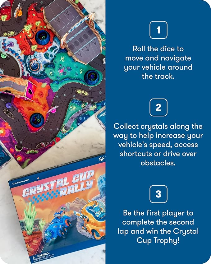 SimplyFun Crystal Cup Rally - Educational Kids Game - Develops Reasoning Skills, Planning, & Strategic Thinking - 2-5 Players, Ages 7 & Up